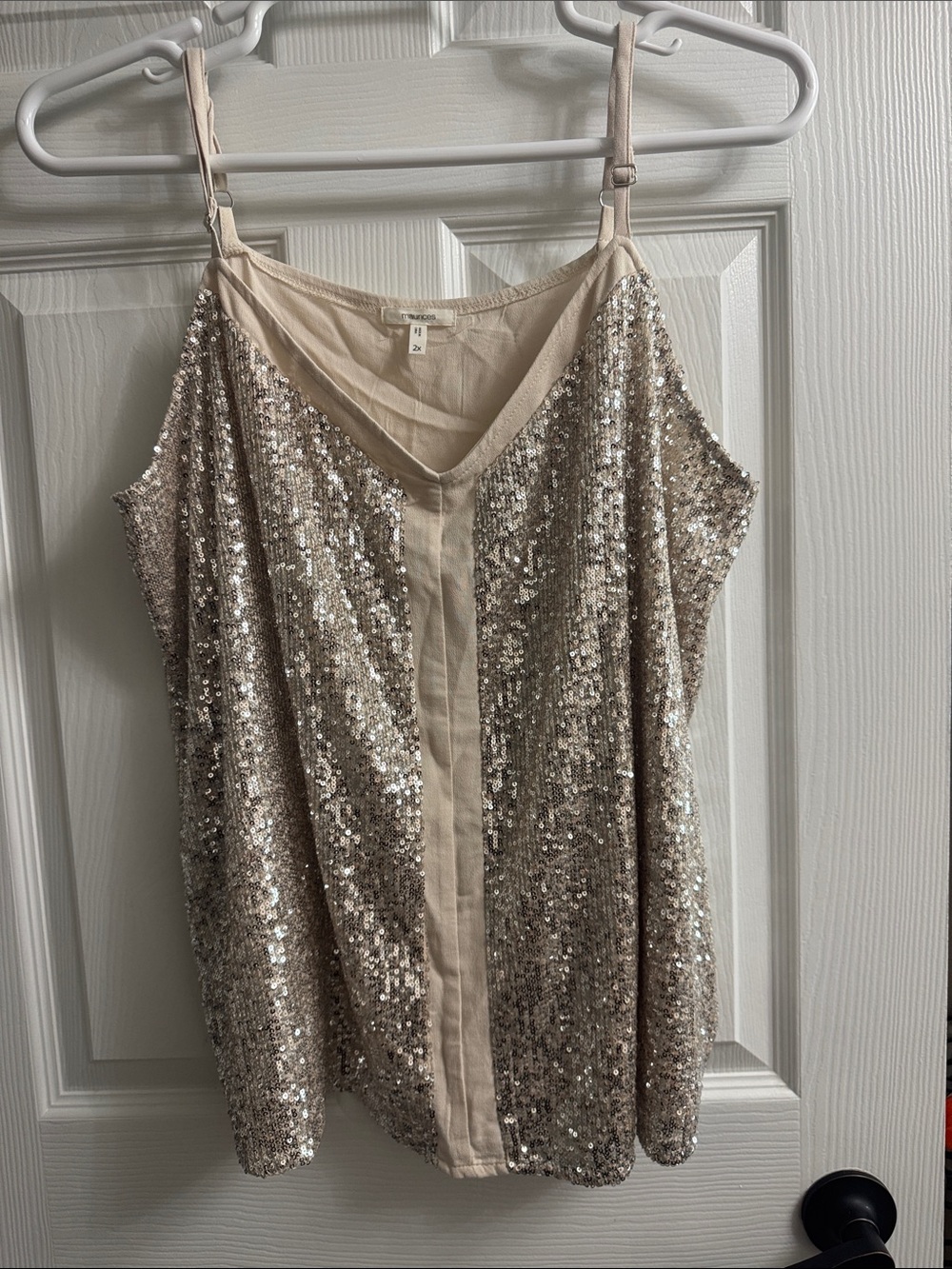 2 for 1 Sequined Tank Champagne  2X                     Gold Tank XXL
